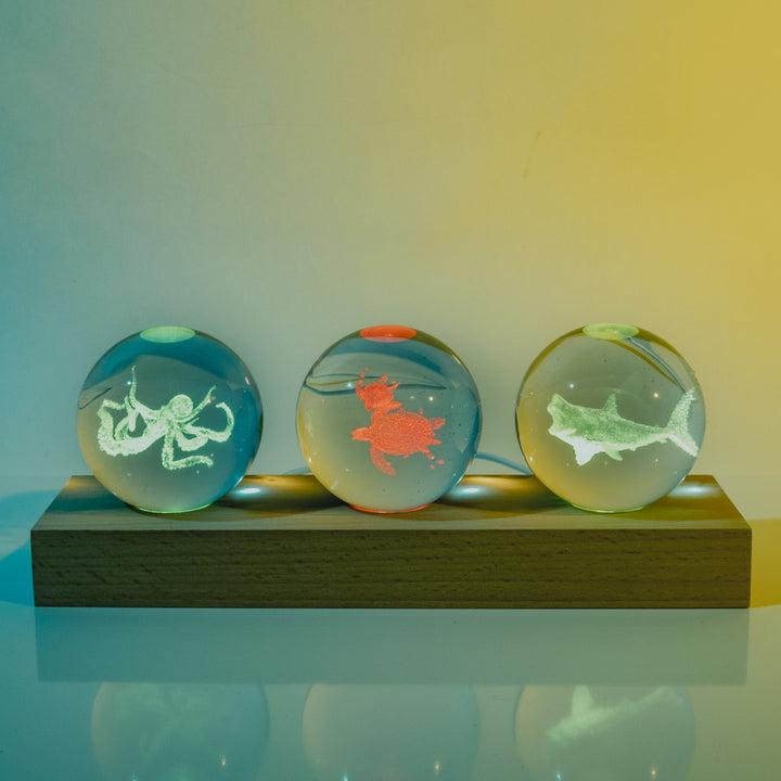 Etched Aqua Globe Set