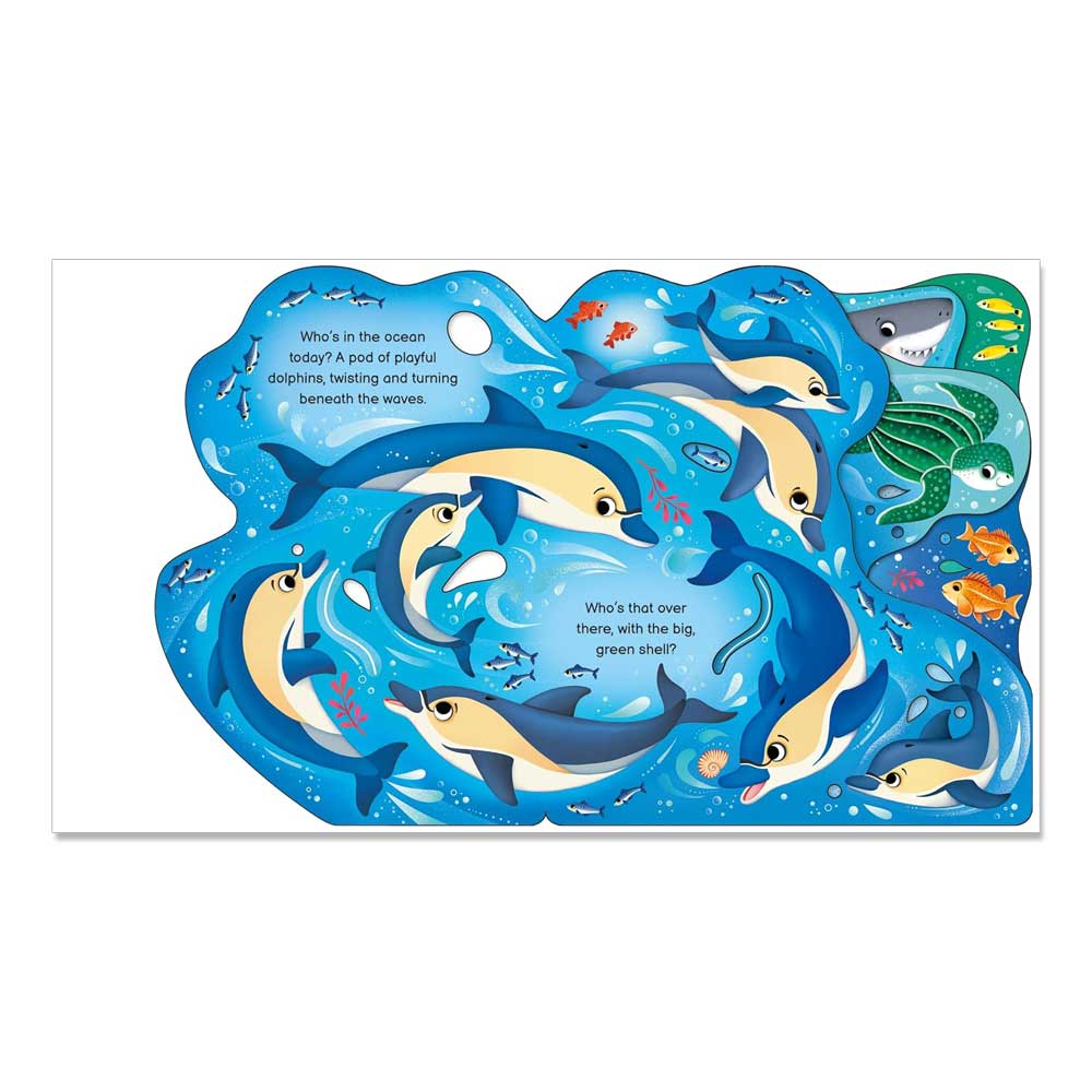 Who's in the Ocean Today?: A Shaped Board Book About Ocean Animals for Kids