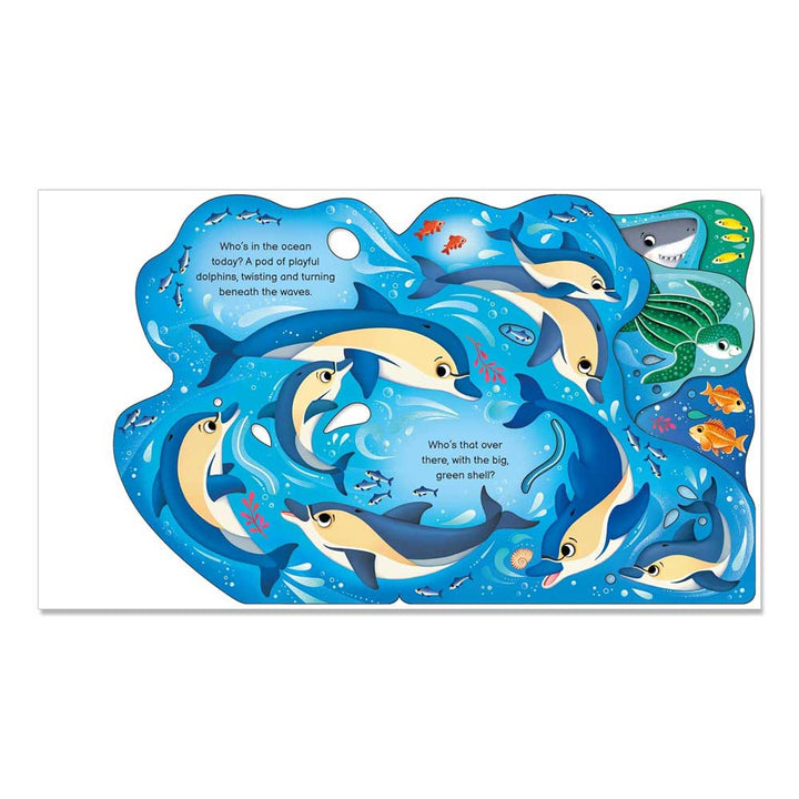 Who's in the Ocean Today?: A Shaped Board Book About Ocean Animals for Kids