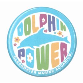 Dolphin Flower Power Round Magnet