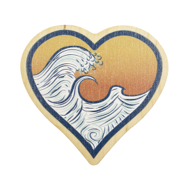 Marine Life Rescue Project - Wave Heart Wood Magnet