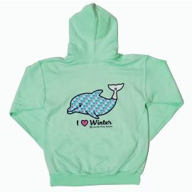 Clearwater Marine Aquarium I Love Winter Fleece Pullover Hoodie - Youth - Mint