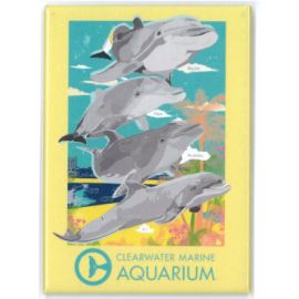 Clearwater Marine Aquarium Dolphin Family Rectangle Magnet
