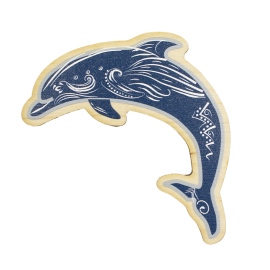 Marine Life Rescue Project - Dolphin Line Art Wood Magnet